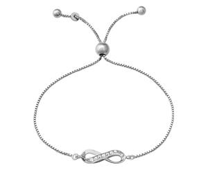 Sterling Silver Cubic Zirconia Infinity Adjustable Bracelet