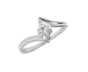 Sterling Silver Diamond Leaf Ring