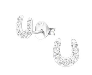 Sterling Silver Horseshoe Stud earrrings made with Swarovski Crystal