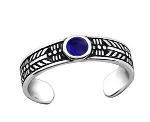Sterling Silver Sodalite Round Crystal Toe Ring