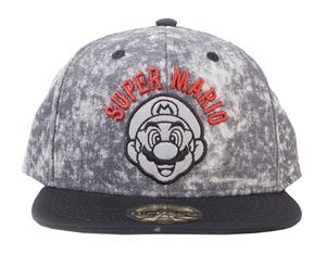 Super Mario Baseball Cap Biker Logo Official Nintendo Snapback - Black
