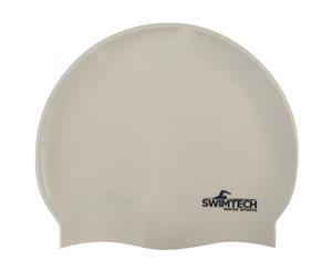 SwimTech Silicone Swim Cap White