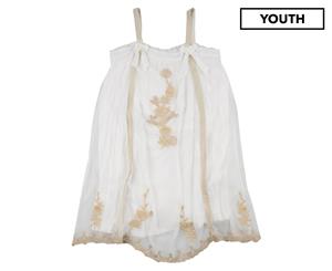 Twin-Set Simona Barbieri Girls' Cami Embroidered Dress - White/Gold
