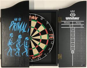 WINMAU PRO SFB Bristle Dart Board Set - Primal Instinct Cabinet - 6 x Darts