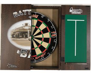 WINMAU PRO SFB Bristle Dart Board Set Battlers Bar Cabinet with 6 Darts