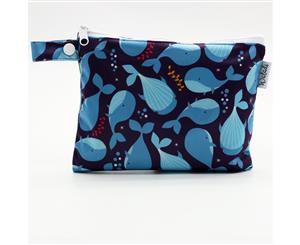Waladi - Small Waterproof Wet Bag with Zip 19 x 16cm - Whales Design