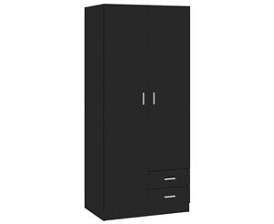 Wardrobe High Gloss Black Chipboard Clothes Hanger Organiser Cabinet