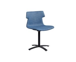 Wave Fabric Chair - Swivel Base Black - blue upholstered