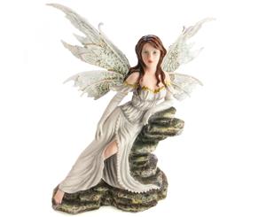 White Fairy resting on Stones Figurine