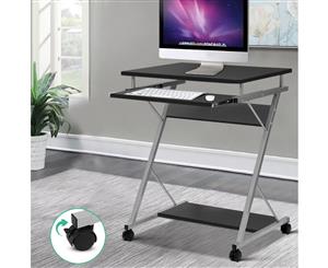 White Office Computer Desk Study Metal Student Table Pull-Out Tray Mobile