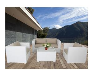 White Osiana 5 Piece Outdoor Furniture With White Cushion Cover
