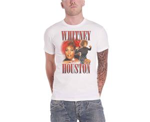 Whitney Houston T Shirt 90S Homage Portrait Logo Official Mens - White