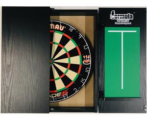 Winmau Blade 5 FIVE Dart Board Set & Formula Black Ash Cabinet + 6 x Darts