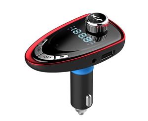 Wireless Handsfree Car Bluetooth FM Transmitter/Aux/2.1A Dual USB Charger Red