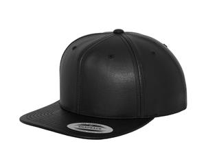 Yupoong Flexfit Unisex Faux Leather Snapback Cap (Black/ Black) - RW4168