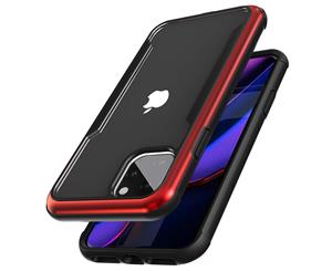 ZUSLAB iPhone 11 Pro Max Case Iron Shield Military Grade with Aluminum Frame & Shockproof Transparent Back Cover for Apple - Black & Red
