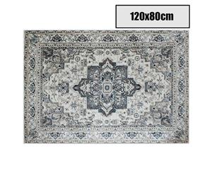 120x80cm Cream Blue Floor Area Soft Rug Carpet