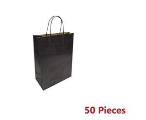 220x160x80mm Bulk Craft Paper Gift Carry Bags Small With Paper Handle - Black