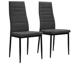 2x Dining Chairs Dark Grey Fabric Caf Seat Kitchen Chair Side Seat