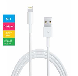 3 Meter Long iPhone Cable Apple Cable Lightning Cable iPhone Data Cable for iPhone iPod and iPad - Genuine 8ware Brand  Apple Approved