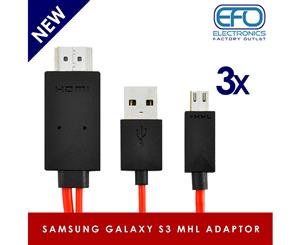 3Pc 3X Samsung Galaxy Siii Mhl Micro Usb To Hdmi + Usb Power Hdtv Adaptor 2M 1080P S4
