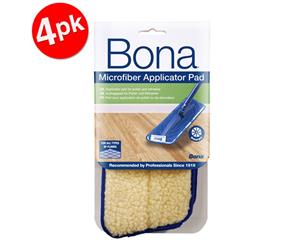 4PK Bona Microfibre Applicator Pad for Wood Refresher/Polish Floor Mop Cleaning