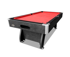 7FT MDF Pool Table Snooker Billiard Table with Full Accessories Pack Black Frame with Red Felt