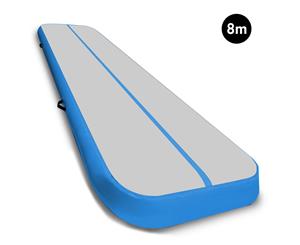 8m Airtrack Tumbling Mat Gymnastics Exercise 20cm Air Track Grey Blue