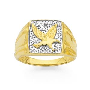 9ct Gold Diamond Eagle Gents Ring