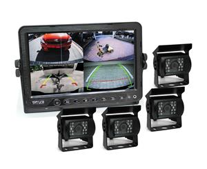 9" DVR Monitor 4CH Realtime Vehicle Reversing Recording CCD Camera Kit Truck Bus - 4 Cameras Package