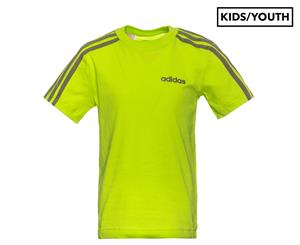Adidas Youth Essentials 3-Stripe Tee / T-Shirt / Tshirt - Grey/Legend Green