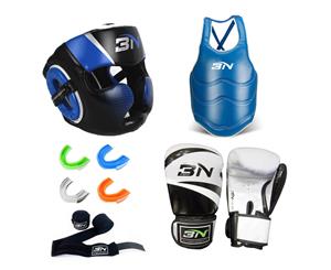 Adult MMA Boxing Headgear Head Guard Chest Guard Boxing Gloves with Free Teeth Guard and Hand Wrap