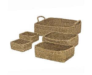 Amalfi 5Pc Andulo Handwoven Multifunctional Basket Set Organiser Storage Natural