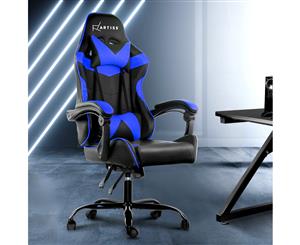 Artiss Gaming Office Chair Computer Chairs Leather Seat Recliner Black Blue