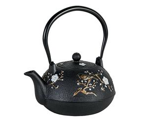 Avanti 1.1L Cast Iron Teapot w Removable S S Infuser Lid Tea Pot Cherry Blossom