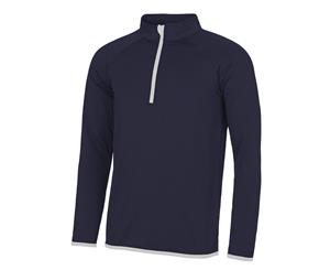 Awdis Just Cool Mens Half Zip Sweatshirt (French Navy/ Arctic White) - RW4815