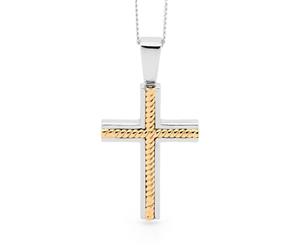 Bee - Silver Cross Pendant with Solid Gold Inlay