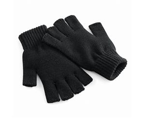 Beechfield Unisex Plain Basic Fingerless Winter Gloves (Black) - RW2032