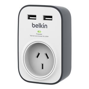 Belkin 1 Outlet 2 USB Surge Protector Powerboard