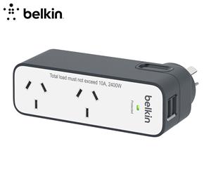 Belkin Surgeplus 2-Outlet USB International Travel Power Plug
