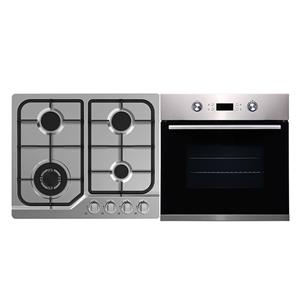 Bellini 60cm Gas Cooktop and 60cm 9 Function Black Stainless Steel Electric Oven Package
