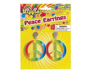 Bristol Novelty Unisex Adults Rainbow Hippy Peace Earrings (Rainbow) - BN1311