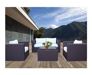 Brown Osiana 5 Piece Outdoor Furniture With Beige Cushion Cover