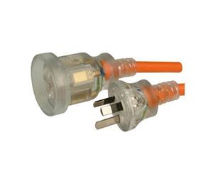 CABAC Heavy duty Extension LEAD 240V 10A Clear Plug Orange Power cable 35metre ELID35
