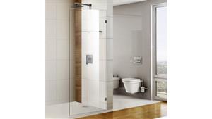 Cartia Yasmin 1200mm Fixed Shower Panel with Matte Black Hinge