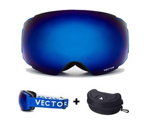 Catzon Ski Snowboard Goggles UV Protection Easy Magnets Anti-Fog Snow Goggles Without Taking Off Men Women Youth-Blue