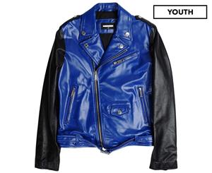 DSQUARED2 Kids' Leather Jacket - Dark Blue