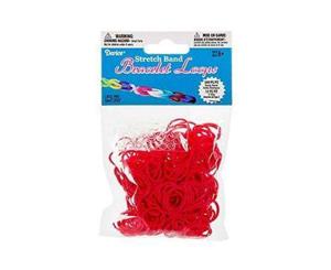 Darice - Stretch Band Bracelet Loops (300) & Clips (12) Red Color Latex Free