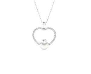 De Couer 9KT White Gold Diamond Motherly Love Necklace (1/10CT TDW H-I Color I2 Clarity)