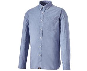 Dickies Mens Premium Long Sleeve Tailored Cotton Shirt - Blue